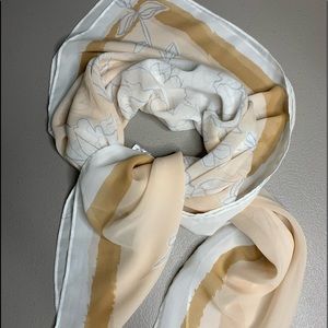 NEW Floral Sheer Scarf In White and Tan Fall